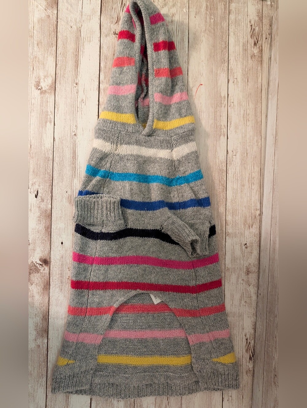 Gap Rainbow Wool Blend Dog Sweater With Hood